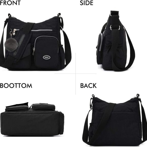 Nylon Crossbody Bag for Women with Anti theft RFID Pocket, Waterproof Shoulder B - Picture 6 of 7